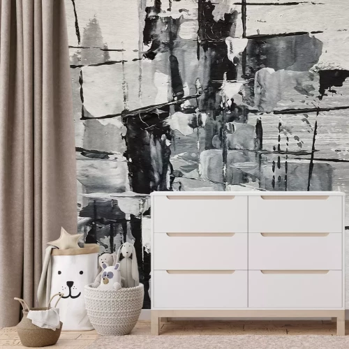 Fototapete Wand mit schwarz-weißer Farbe gestrichen