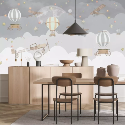 Fototapete Flugzeuge und Ballons in den Wolken