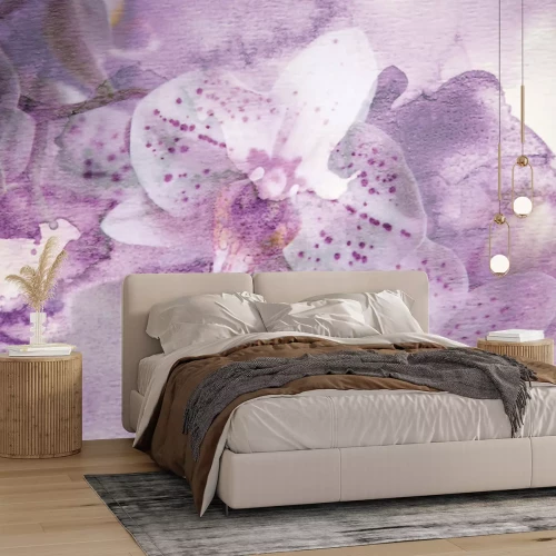 Fototapete Rosa Aquarell Orchideenblüten