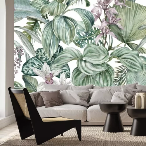 Fototapete Orchideen in üppiger Vegetation