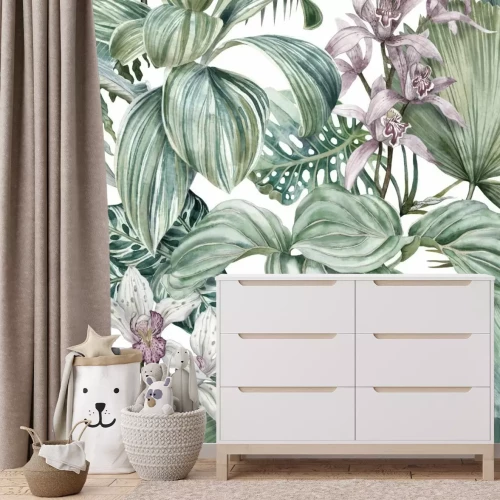 Fototapete Orchideen in üppiger Vegetation