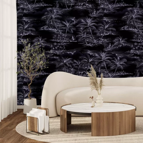 Fototapete Schwarz-weiße Palmen in den Tropen