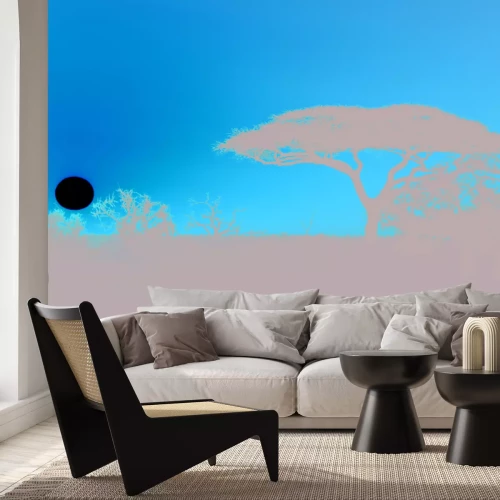 Fototapete Afrikanische Vegetation bei Sonnenuntergang