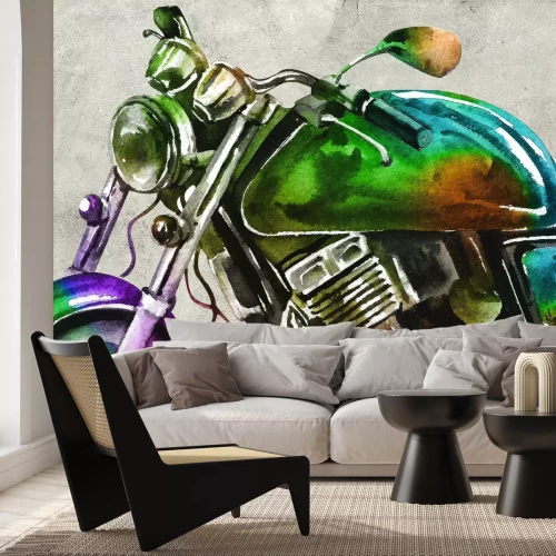 Fototapete Bunter Vintage-Motorrad