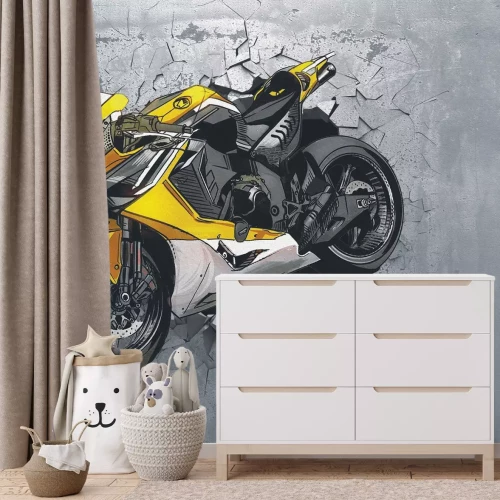 Fototapete Moderner Motorrad auf Beton