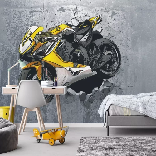 Fototapete Moderner Motorrad auf Beton