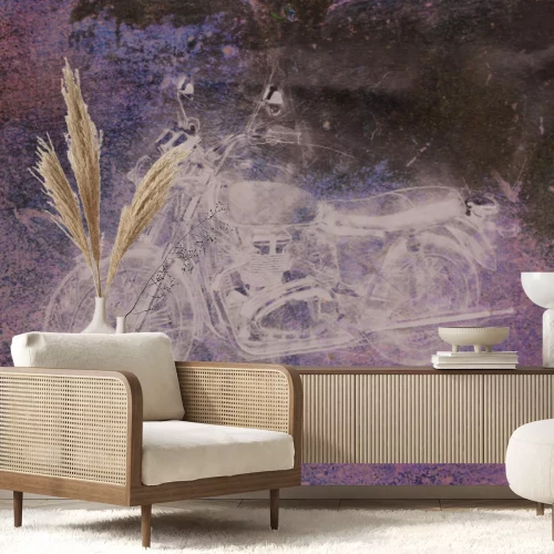 Fototapete Skizze eines Motorrads auf Betonhintergrund