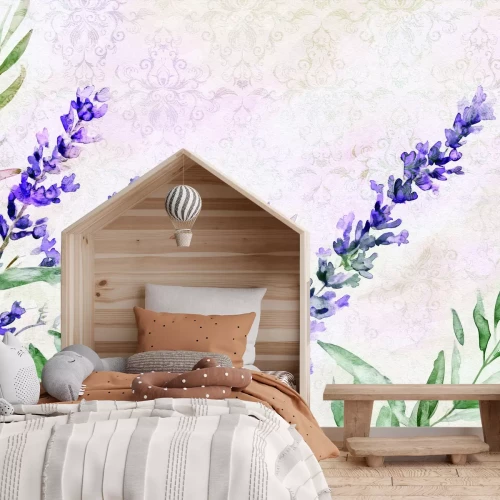 Fototapete Gemalter Lavendel Aquarell