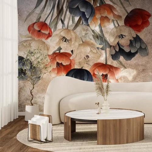 Fototapete Hängende bunte Tulpenblumen