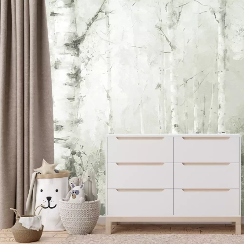 Fototapete Malerische Birkenwaldlandschaft