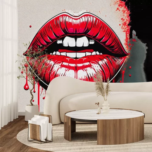 Fototapete Rote weibliche Lippen im Pop-Art-Stil