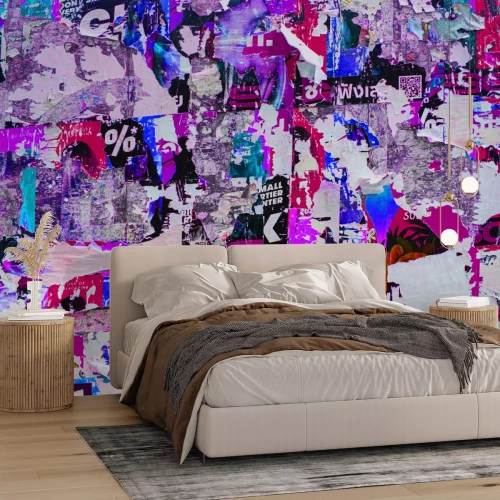 Fototapete Zerrissene künstlerische Plakate an der Wand