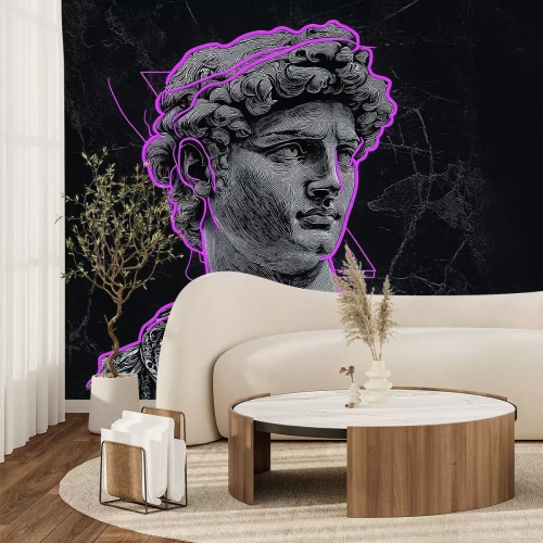 Fototapete Skulptur eines griechischen Gottes im Pop-Art-Stil