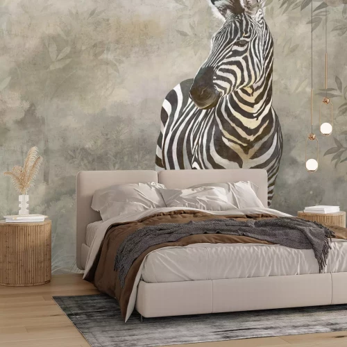 Fototapete Zebra in pflanzlicher Szenerie