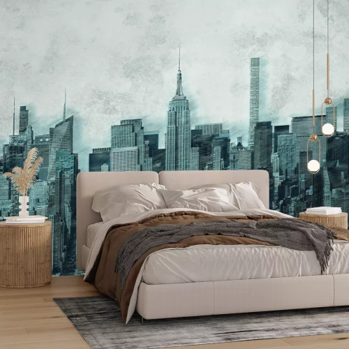 Fototapete Stadtpanorama vor einem Betonhintergrund