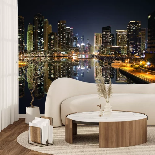 Fototapete Hohe Gebäude nachts