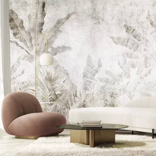 Fototapete Palmblätter auf betonem Hintergrund