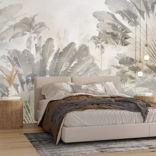 Fototapete Tropische Palmblätter in hellen Farben