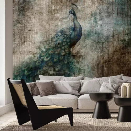 Fototapete Schöner abstrakter Pfau im Grunge-Stil