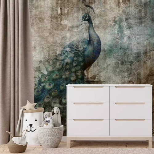 Fototapete Schöner abstrakter Pfau im Grunge-Stil