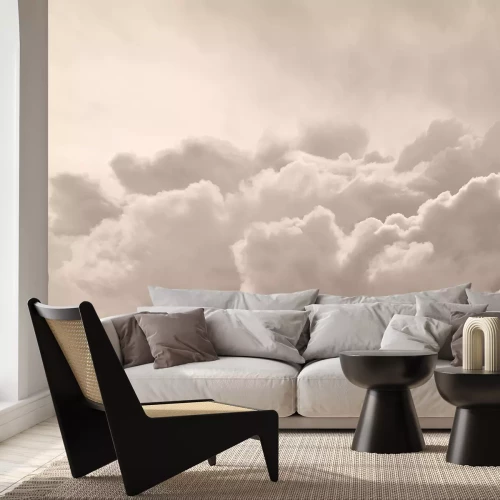 Fototapete Wolken in einer ruhigen beigen Landschaft