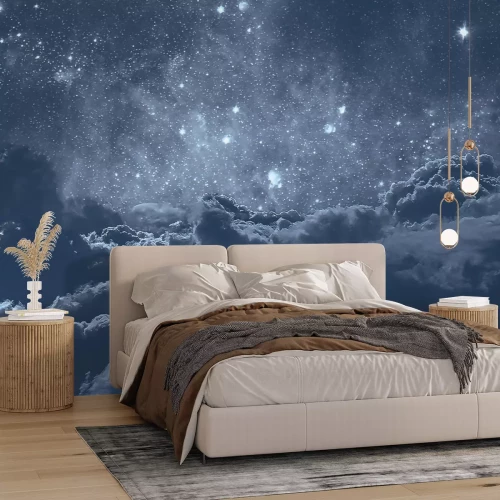 Fototapete Nachthimmel mit Wolken und Sternen