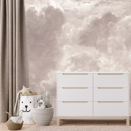 Fototapete Flauschige Wolken in monochromatischen Farben