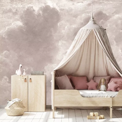 Fototapete Flauschige Wolken in monochromatischen Farben