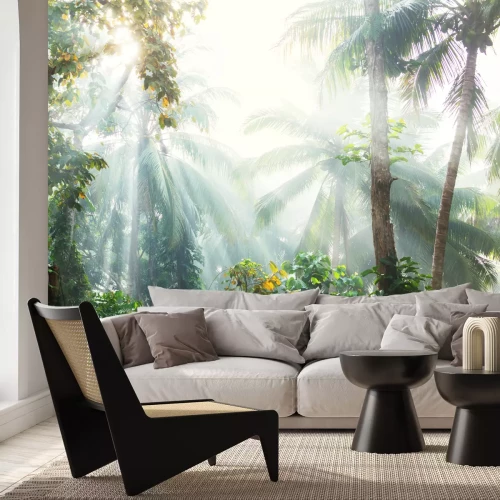 Fototapete Sonnige Landschaft Palmen im tropischen Dschungel