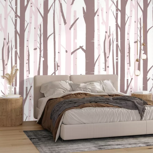 Fototapete Minimalistischer Birkenwald im Märchenstil