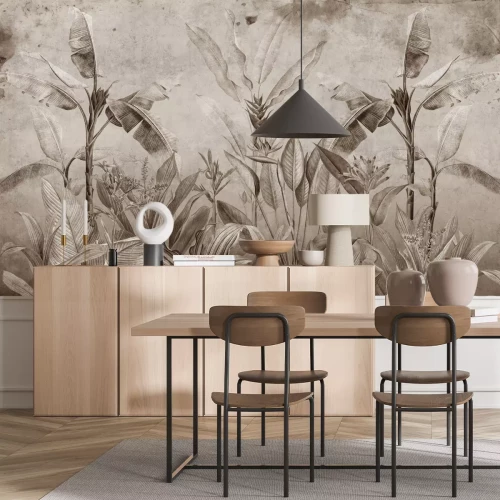 Fototapete Vintage-Motiv mit exotischer Dschungelvegetation