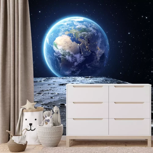 Fototapete Kosmische Landschaft mit Blick auf die Erde