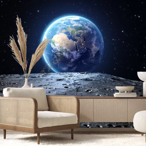 Fototapete Kosmische Landschaft mit Blick auf die Erde