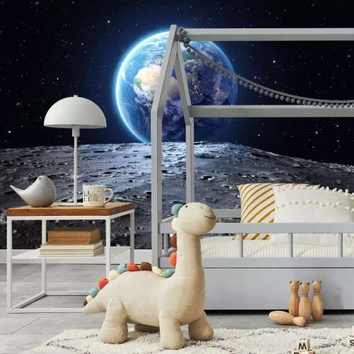 Fototapete Kosmische Landschaft mit Blick auf die Erde