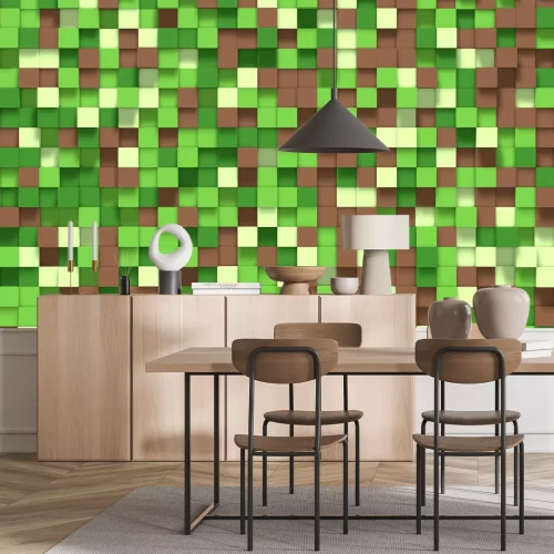 Fototapete 3D-Grafikhintergrund mit Elementen der Videospielwelt