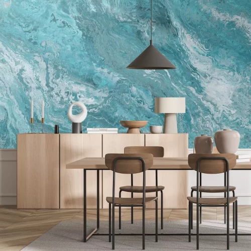 Fototapete Abstrakte Meereswellen in türkisblauen Tönen