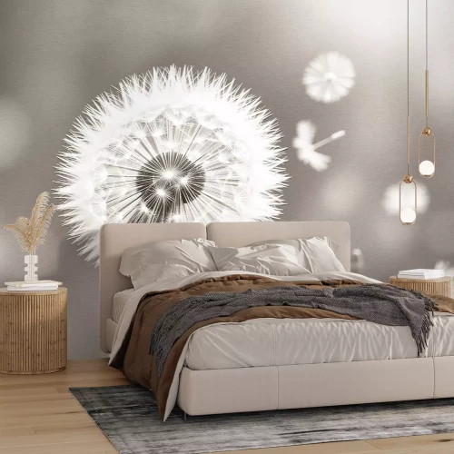 Fototapete Löwenzahn Nahaufnahme auf verschwommenem Hintergrund