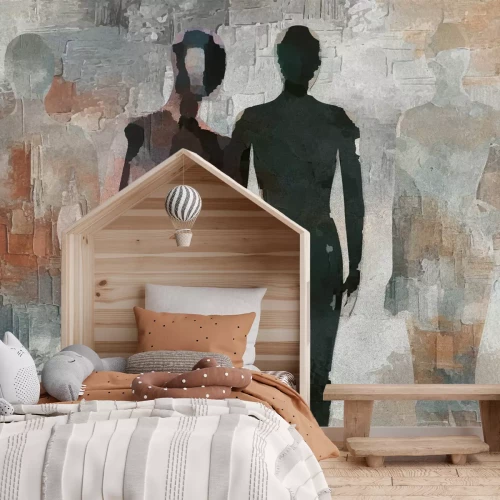 Fototapete Modernes Muster mit abstrakten menschlichen Silhouetten auf künstlerischem Hintergrund