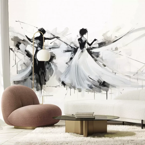 Fototapete Modernes Muster tanzende Frauen Abstraktion auf weißem strukturiertem Hintergrund