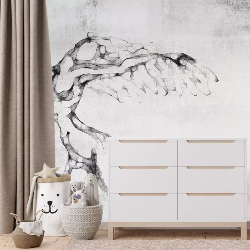 Fototapete Weibliche Silhouette im Aquarellstil auf grauem Betonhintergrund