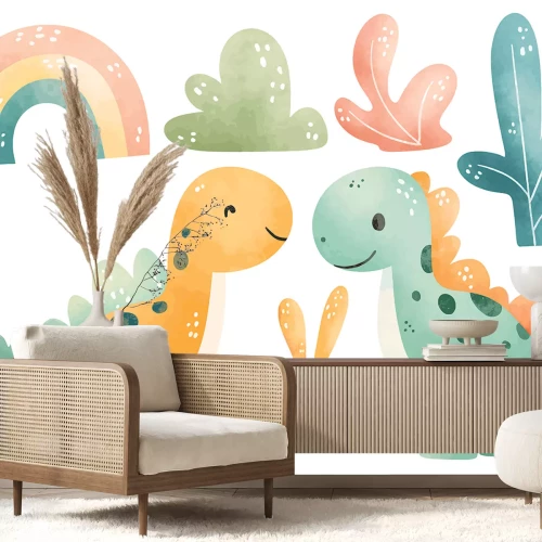 Sticker Dinosaurier Regenbogen und Pflänzchen