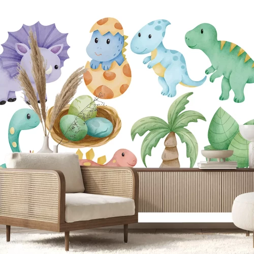 Sticker Dinosaurier und tropische Pflanzen