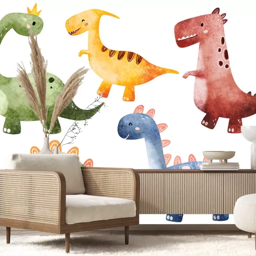 Sticker Bunte Dinosaurier im Aquarellstil