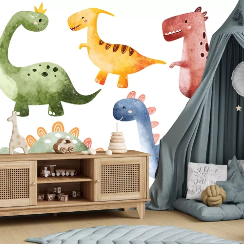 Sticker Bunte Dinosaurier im Aquarellstil