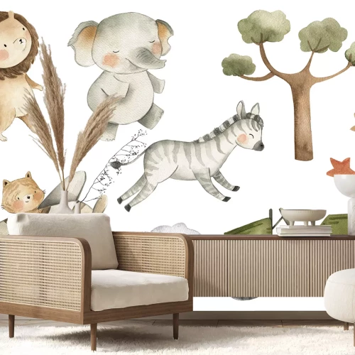 Sticker Safari-Tiere und Fahrzeuge für Kinder