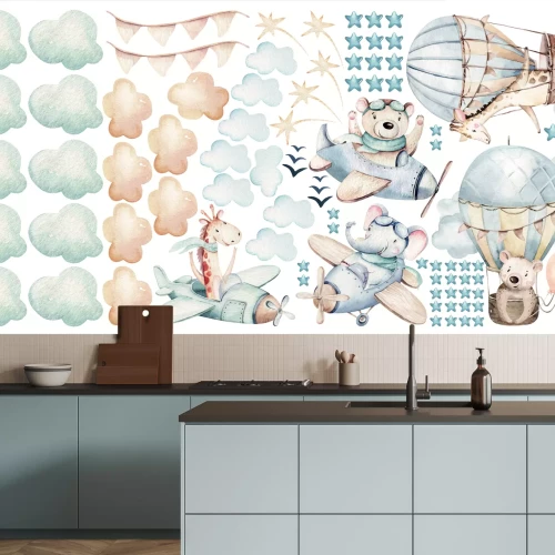 Sticker Tiere in Flugzeugen und Ballons