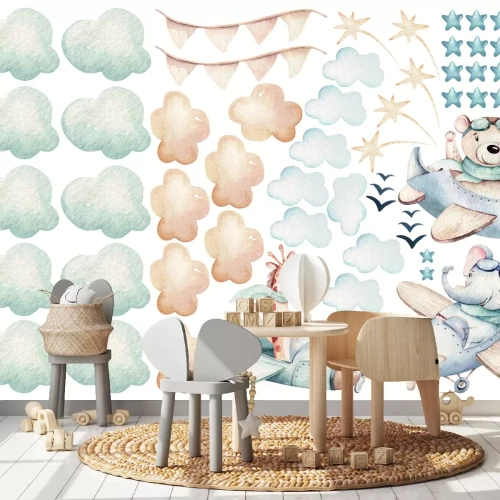 Sticker Tiere in Flugzeugen und Ballons