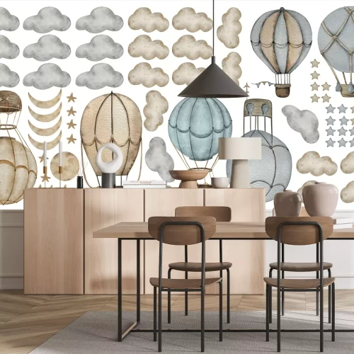 Sticker Ballons zwischen Wolken Sternen und Monden