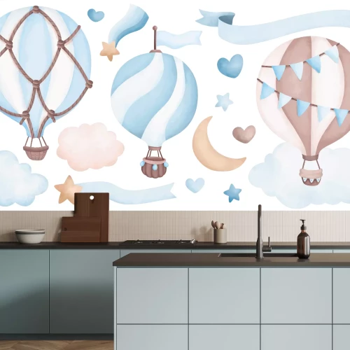 Sticker Ballons zwischen Wolken und Sternen am Himmel