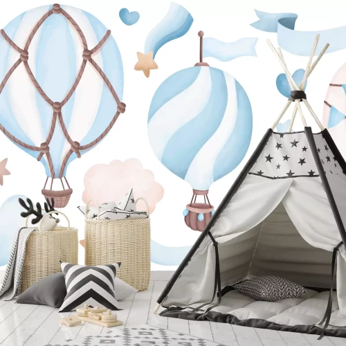 Sticker Ballons zwischen Wolken und Sternen am Himmel